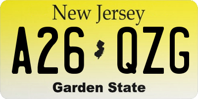 NJ license plate A26QZG
