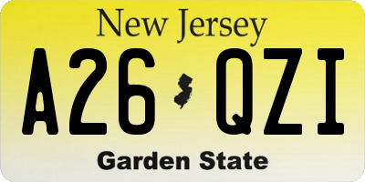 NJ license plate A26QZI
