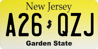 NJ license plate A26QZJ