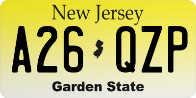 NJ license plate A26QZP