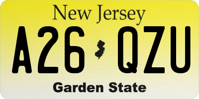 NJ license plate A26QZU