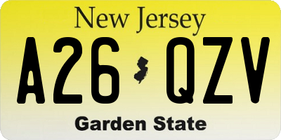 NJ license plate A26QZV