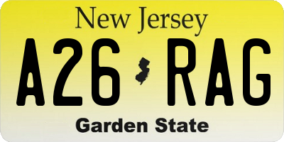NJ license plate A26RAG