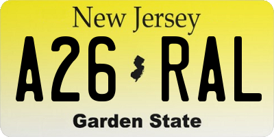 NJ license plate A26RAL