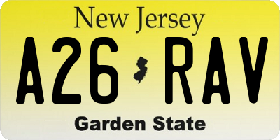 NJ license plate A26RAV