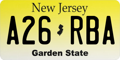 NJ license plate A26RBA