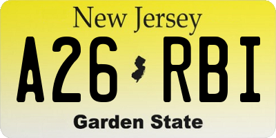 NJ license plate A26RBI