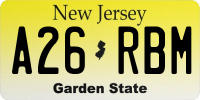 NJ license plate A26RBM