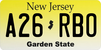 NJ license plate A26RBO
