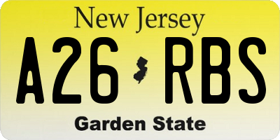 NJ license plate A26RBS