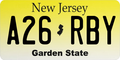 NJ license plate A26RBY