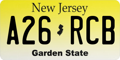 NJ license plate A26RCB