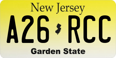 NJ license plate A26RCC