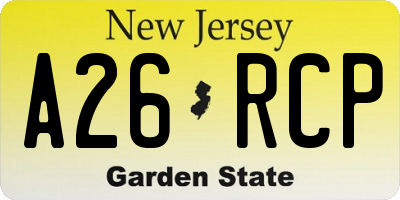 NJ license plate A26RCP