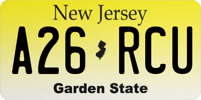 NJ license plate A26RCU