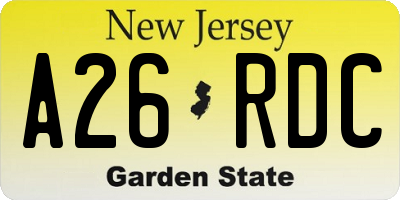 NJ license plate A26RDC