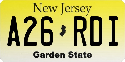 NJ license plate A26RDI