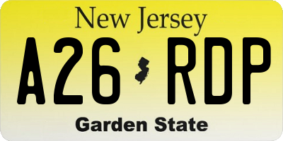 NJ license plate A26RDP