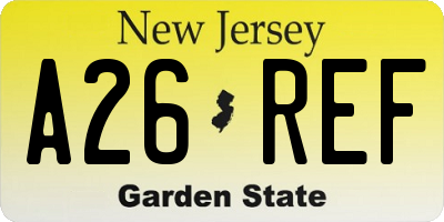 NJ license plate A26REF