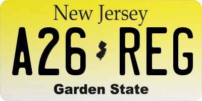 NJ license plate A26REG