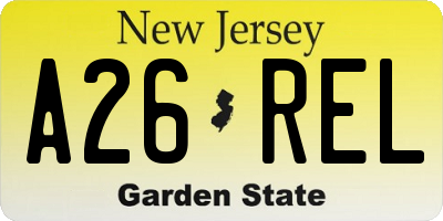 NJ license plate A26REL