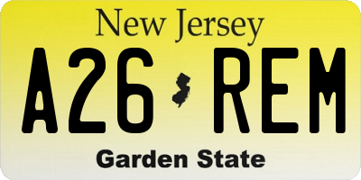 NJ license plate A26REM
