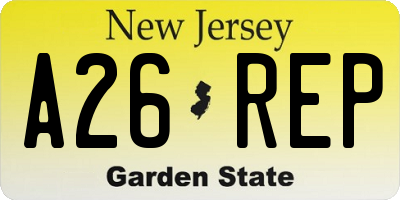 NJ license plate A26REP