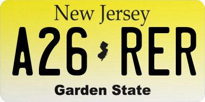 NJ license plate A26RER