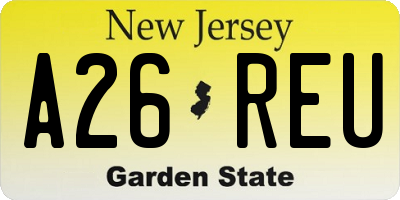 NJ license plate A26REU