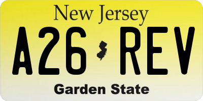 NJ license plate A26REV