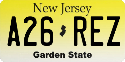 NJ license plate A26REZ