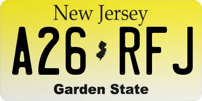 NJ license plate A26RFJ