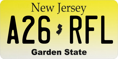 NJ license plate A26RFL