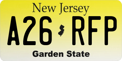 NJ license plate A26RFP