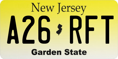 NJ license plate A26RFT