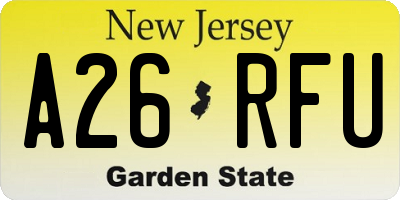 NJ license plate A26RFU