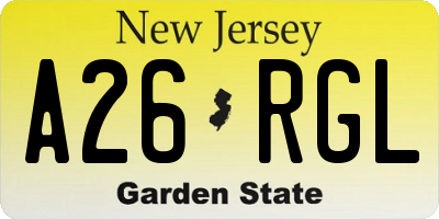 NJ license plate A26RGL
