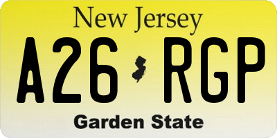 NJ license plate A26RGP