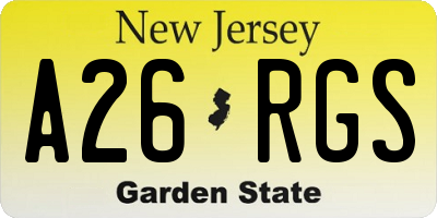 NJ license plate A26RGS