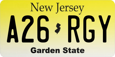 NJ license plate A26RGY