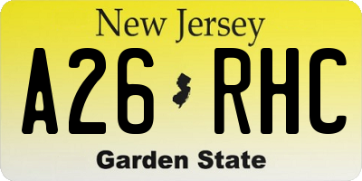 NJ license plate A26RHC