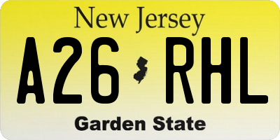 NJ license plate A26RHL
