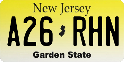NJ license plate A26RHN