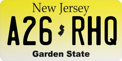 NJ license plate A26RHQ
