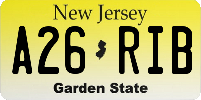 NJ license plate A26RIB