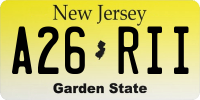 NJ license plate A26RII