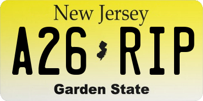 NJ license plate A26RIP