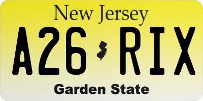 NJ license plate A26RIX