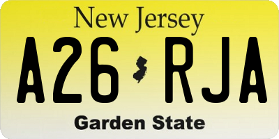 NJ license plate A26RJA