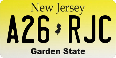 NJ license plate A26RJC